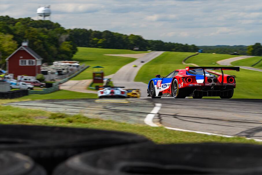 Dirk Muller (#66) was running third late in the IMSA Weathertech Championship race. Dirk Muller (#66) was running third late in the IMSA Weathertech Championship race.